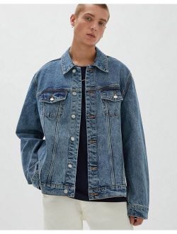 denim trucker jacket in dark blue