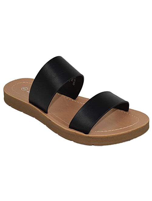 Soda Shoes Women Flip Flops Flat Beach Sandals Slides Double Straps Occupy-S