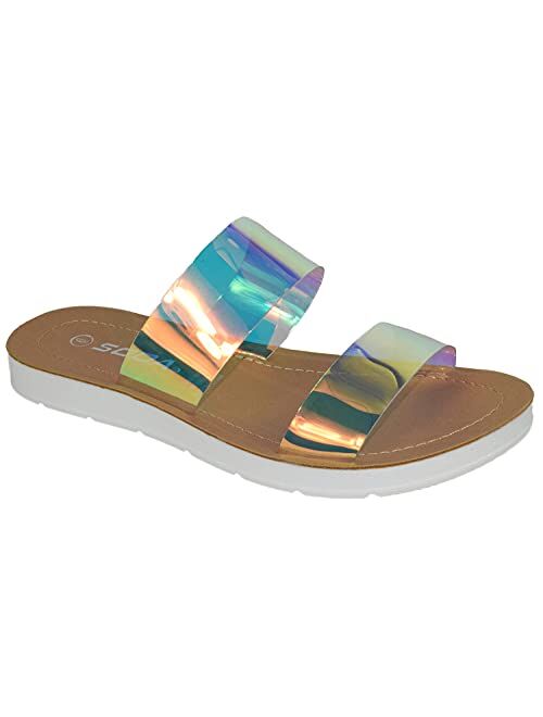 Soda Shoes Women Flip Flops Flat Beach Sandals Slides Double Straps Occupy-S