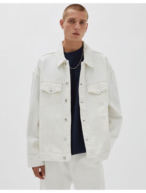 Pull&Bear oversized denim jacket in white