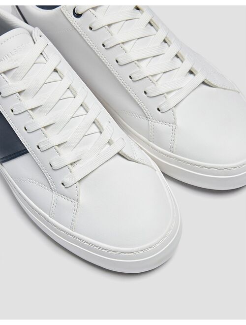 Pull&Bear side stripe sneakers in white and navy