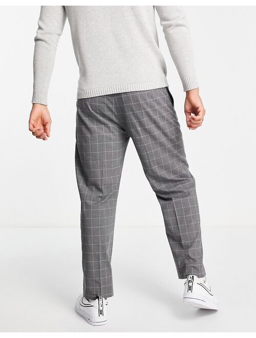 Pull&Bear wide leg pants in gray check