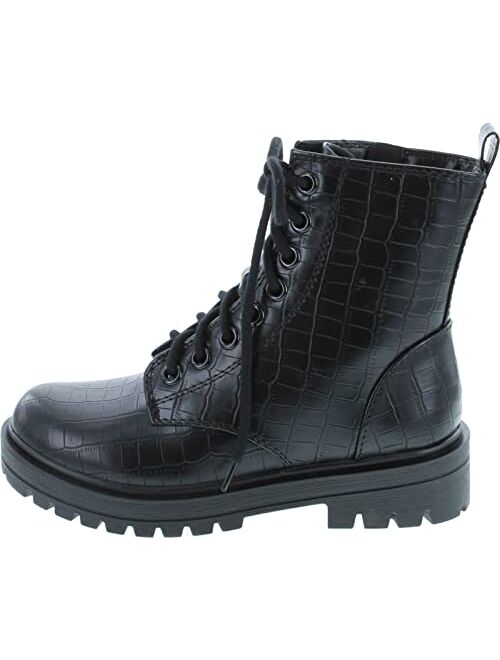 SODA FIRM - Lug Sole Combat Ankle Bootie Lace up w/Side Zipper