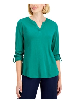 Cotton Split-Neck Top, Created for Macy's