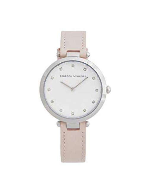 Rebecca Minkoff Women's Nina Stainless Steel Quartz Watch with Leather Calfskin Strap, Blush, 13 (Model: 2200398)