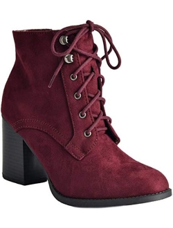 LURK Womens Block Heel Closed Toe Booties