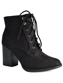 LURK Womens Block Heel Closed Toe Booties