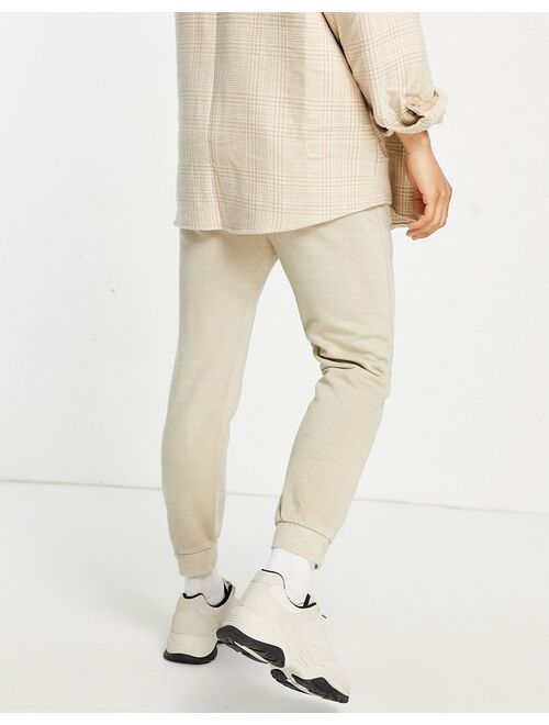 Pull&Bear washed sweatpants in beige set