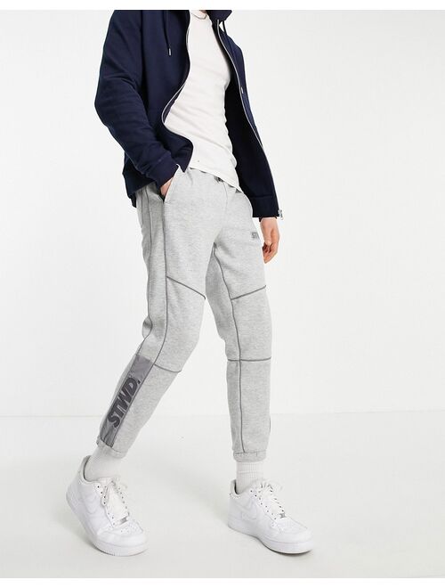 Pull&Bear fleece sweatpants in light gray with piping