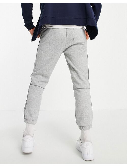 Pull&Bear fleece sweatpants in light gray with piping