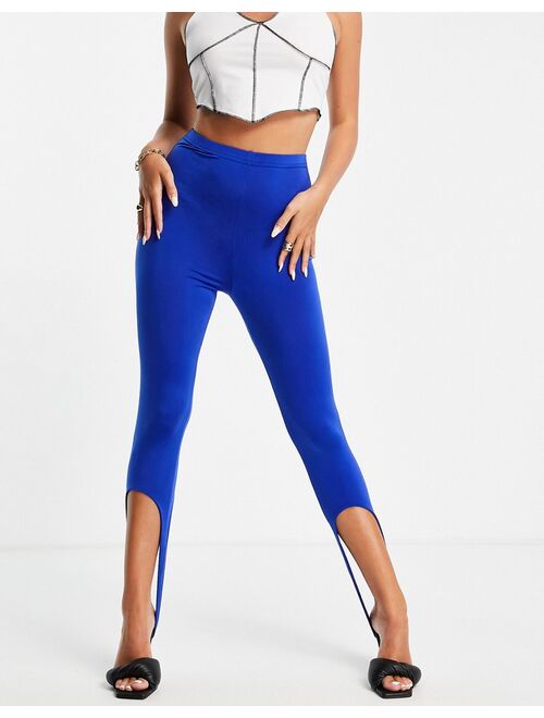 Public Desire high waist stirrup leggings in cobalt