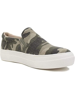 Women's Slip On Platform Fashion Cushion Foam Sneakers Hi (Light Camo