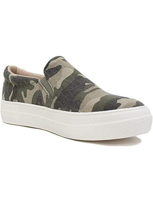 Soda Women's Slip On Platform Fashion Cushion Foam Sneakers Hi (Light Camo