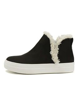 Figure Womens Faux Fur Trim Fashion High Top Slip On Sneaker Bootie