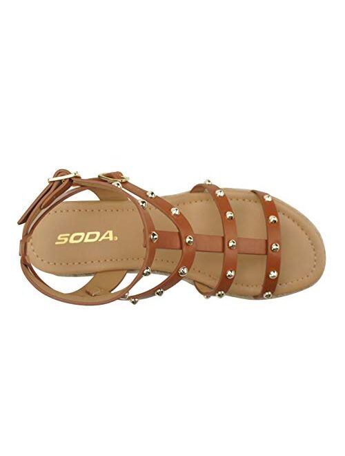 SODA SOMEHOW ~ Women Open Toe Espadrille Wrap Flatform with Round Stud Fisherman Upper Adjustable Buckles Fashion Wedge Sandals