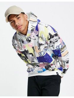 Manga hoodie in multi print - part of a set