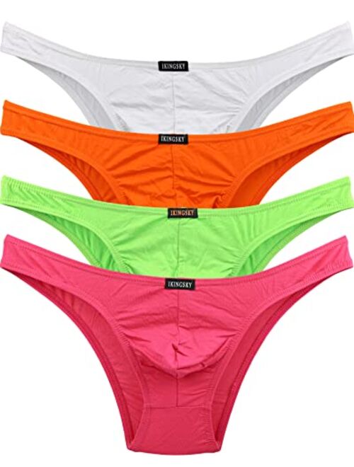 iKingsky Men's Soft Low Rise Bikini Underwear Sexy Mid Coverage Back Briefs