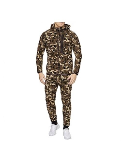 Stoota Men's Sweatsuits, 2 Piece Hoodies Tracksuit Sets, Casual Printed Comfy Camo Hooded Full Zip Jogging Suits for Men