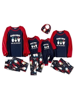 IFFEI Matching Family Pajamas Sets Christmas PJ's with Letter and Plaid Printed Long Sleeve Tee and Bottom Loungewear