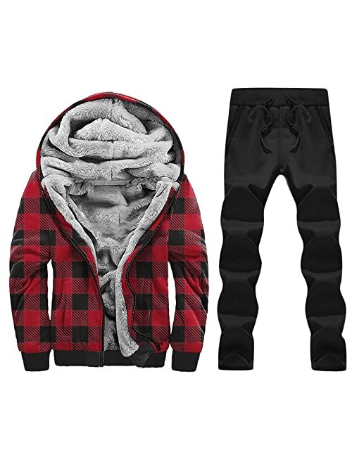 BEUU Camo Tracksuits for Mens, Winter Camouflage Fleece Hooded Jackets Sweatpants 2 Piece Outfits Set Sports Sweatsuits