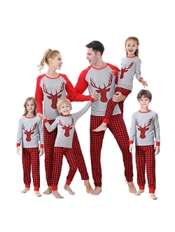 Benaive Matching Family Christmas Pajamas Set Boys Girls Holiday Pjs for Women Men Sleepwear