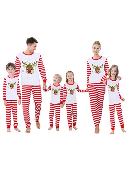 Benaive Matching Family Christmas Pajamas Set Boys Girls Holiday Pjs for Women Men Sleepwear