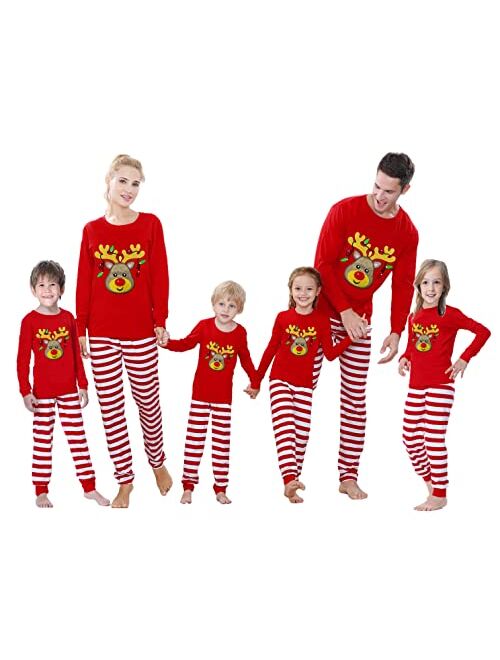 Benaive Matching Family Christmas Pajamas Set Boys Girls Holiday Pjs for Women Men Sleepwear