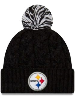 Women's Black Pittsburgh Steelers Cozy Cable Cuffed Knit Hat
