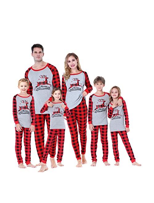 Christmas Family Matching Pajamas Sets - Organic Cotton Women Men Xmas Pjs Holiday Sleepwear with Long Sleeve Collection