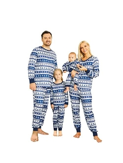 PopReal Christmas Pajamas for Family, Matching Family Christmas PJs Sets Blue Elk Tree Printed Top Sleepwear