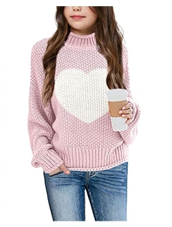 Imily Bela Girls Turtleneck Sweaters Kids Batwing Sleeve Knit Clothes Chunky Pullover Jumper