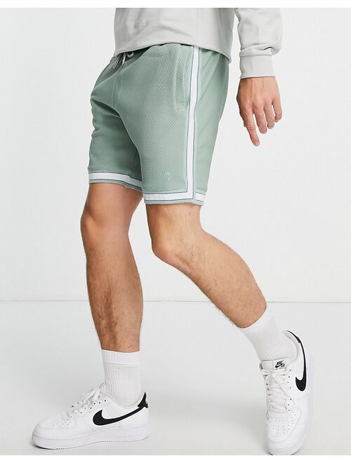 River Island contrast rib shorts in green