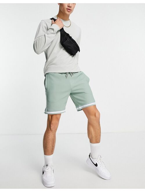 River Island contrast rib shorts in green