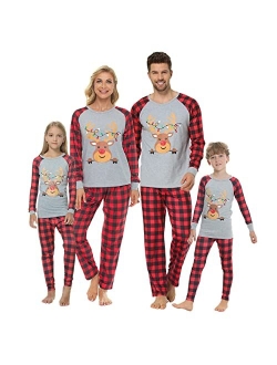 YIJIU Christmas Pajamas Cute Deer Print Long Sleeve Totem PJS Set