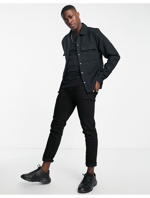 River Island commuter shirt in black