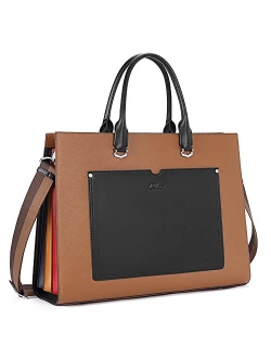 Briefcase for Women Stylish Genuine Leather 15.6 Inch Laptop Large Pocket Work Ladies Shoulder Bag