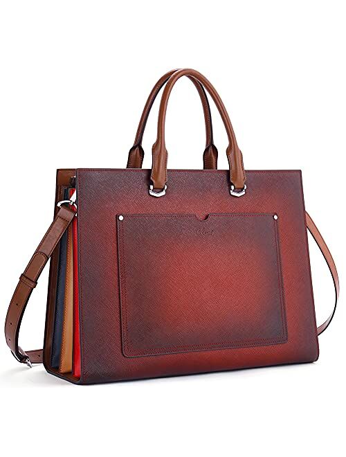 CLUCI Briefcase for Women Stylish Genuine Leather 15.6 Inch Laptop Large Pocket Work Ladies Shoulder Bag