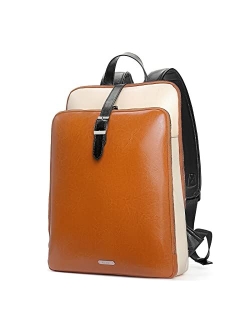 Womens Backpack Purse Leather 15.6 Inch Laptop Travel Business Vintage Large Shoulder Bags