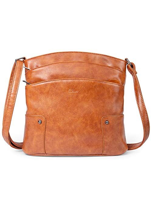 CLUCI Crossbody Bags for Women Small Leather Purse Travel Ladies Designer Triple Pockets Vintage Handbags Shoulder Bags