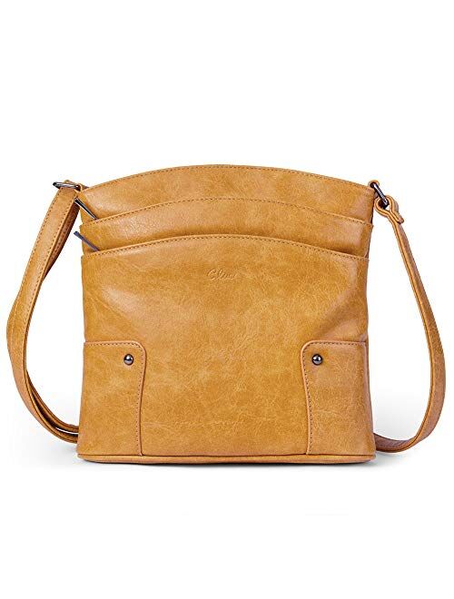 CLUCI Crossbody Bags for Women Small Leather Purse Travel Ladies Designer Triple Pockets Vintage Handbags Shoulder Bags