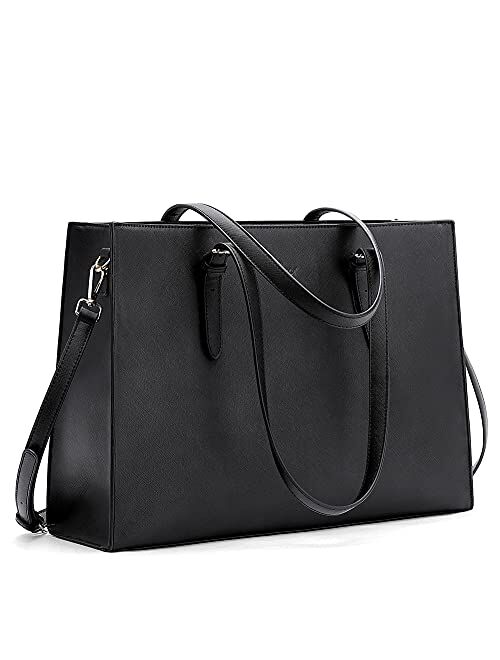 CLUCI Laptop Bag for Women Leather Briefcase 15.6 inch Computer Tote Bag Large for Work Waterproof Shoulder Handbag