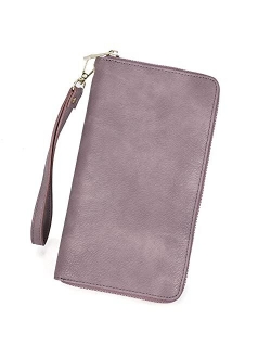 Wallet Women Large Capacity Leather Designer Zipper Around Card Ladies Phone Clutch Wristlet Billfolds Black