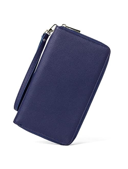 Wallet Women Large Capacity Leather Designer Zipper Around Card Ladies Phone Clutch Wristlet Billfolds Black