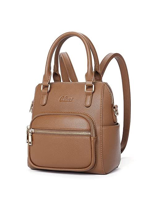 CLUCI Small Backpack Purse for Girls Women Cute Mini Leather Convertible Daypack Fashion Designer Shoulder Bags Brown