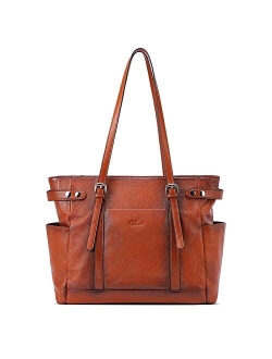 Laptop Totes for Women Genuine Leather Briefcase Large Ladies Shoulder Bag Work Handbags 15.6 Inch