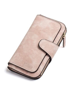 Women Wallet Fashion Soft Leather Designer Zip magnetic Multi Card Holder Organizer Travel Ladies Clutch Billfolds Beige With Brown