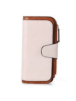 Women Wallet Fashion Soft Leather Designer Zip magnetic Multi Card Holder Organizer Travel Ladies Clutch Billfolds Beige With Brown