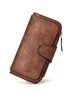 Women Wallet Fashion Soft Leather Designer Zip magnetic Multi Card Holder Organizer Travel Ladies Clutch Billfolds Beige With Brown