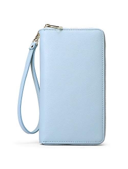 Women Wallet Large Leather Designer Zip Around Card Holder Checkbook Organizer Purse Travel Clutch Wristlet