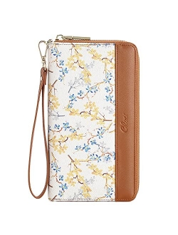 Women Wallet Large Leather Designer Zip Around Card Holder Checkbook Organizer Purse Travel Clutch Wristlet